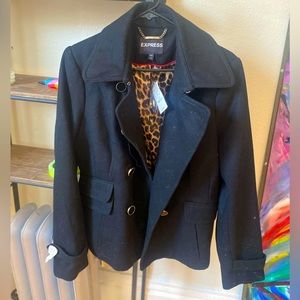 Express black women large pea coat